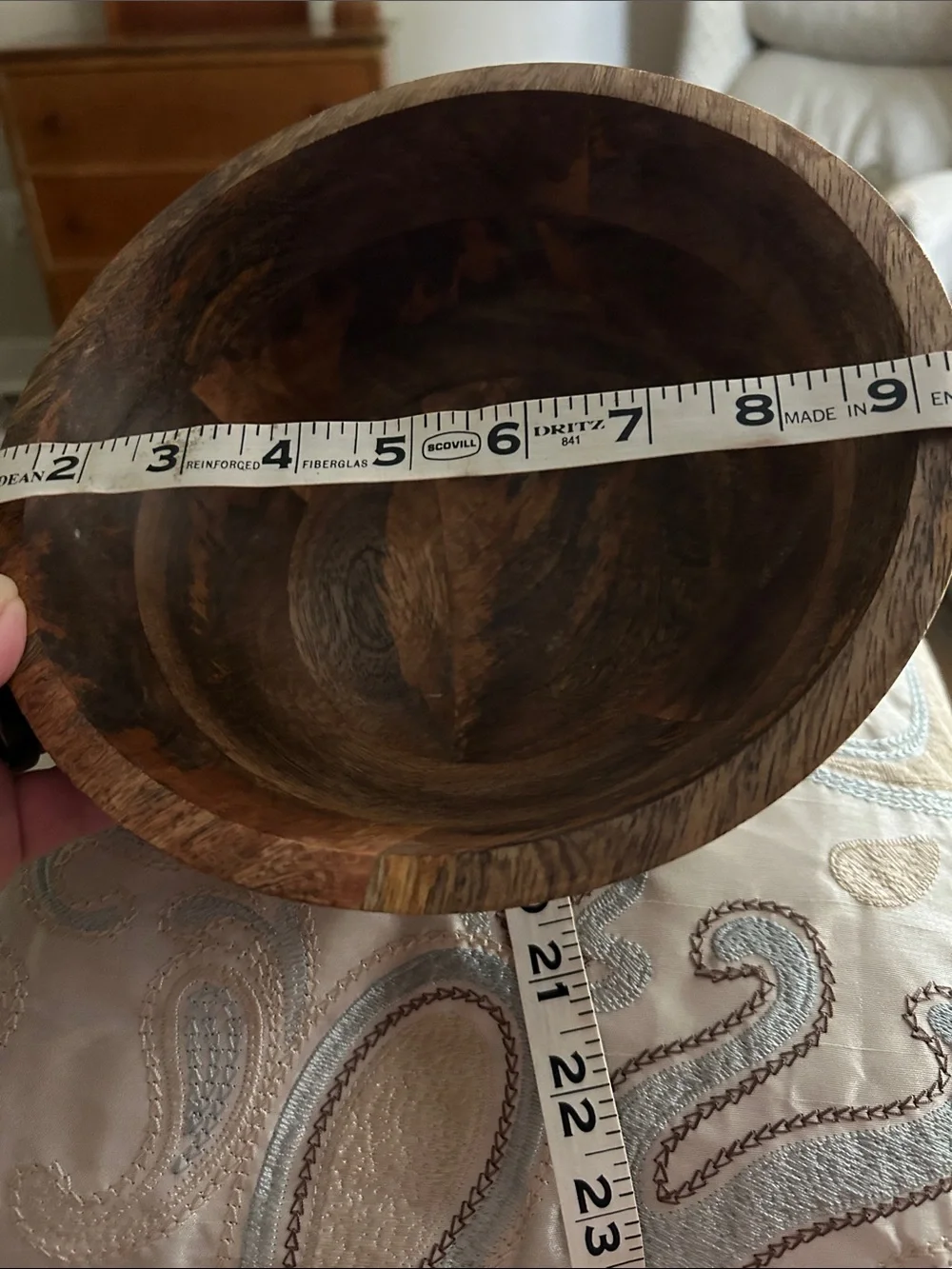 Set of Two Rustic Wooden Decorative Bowls - Dark Brown